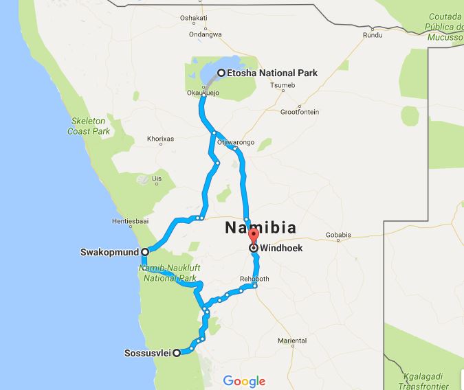 10-tage-yoga-safari-karte Yoga Safari Namibia 10 Tage - Tourverlauf