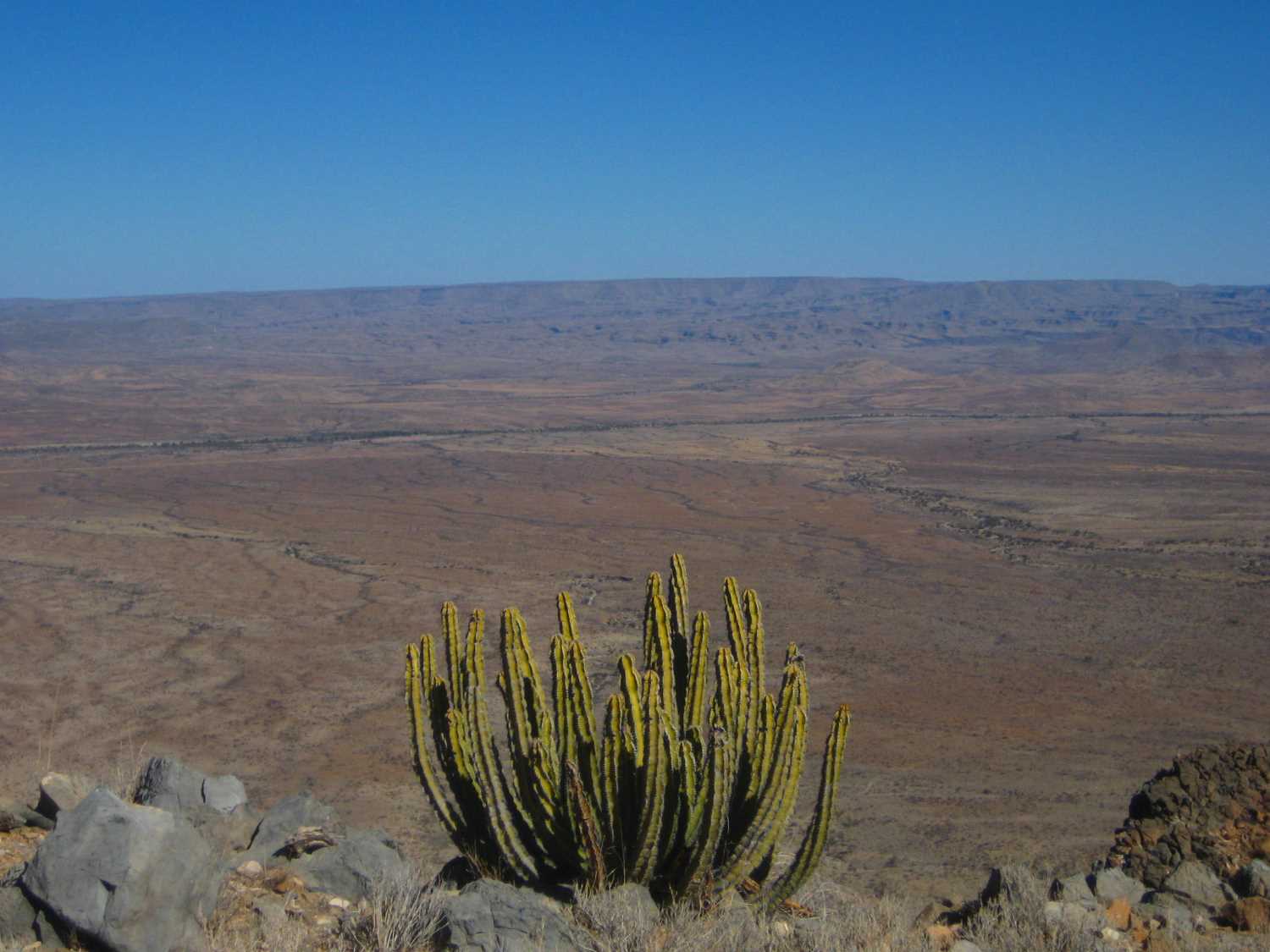 Ausblick auf den östlichen Rand der Namib vom Rand des Naukluft Massifs