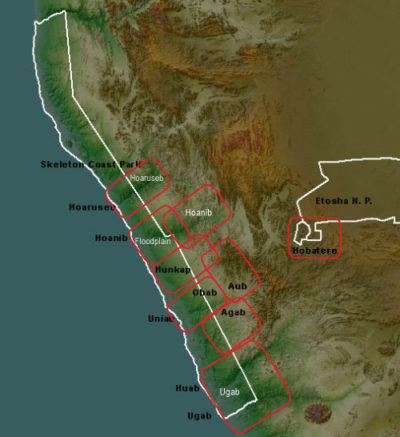 Karte der Löwenrudel in der nördlichen Namib C Desert Lion Project