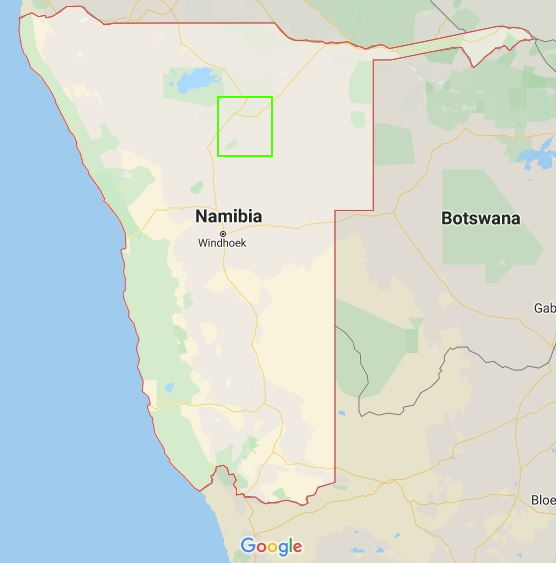 Namibia Karte Waterberg und Maisdreieck
