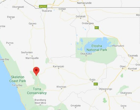 Tourverlauf / Reiseroute Namibia Karte Palmwag