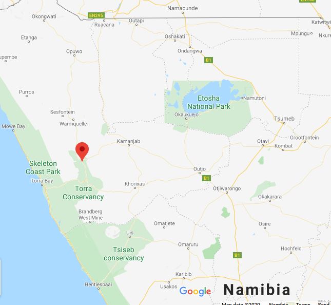Tourverlauf / Reiseroute Namibia Karte Palmwag