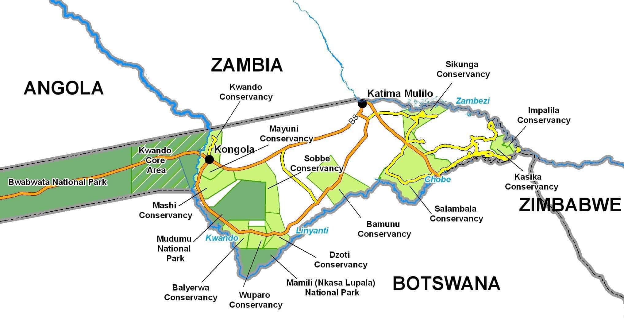 Karte Zambezi Region