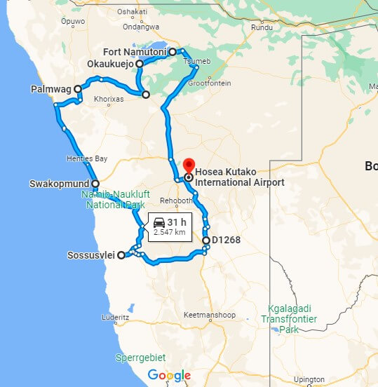Tourverlauf - Namibia's Nordwesten