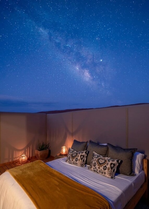 Luxus Lodge Bett unter den Sternen