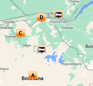 Karte Botswana 10 Tage Tour