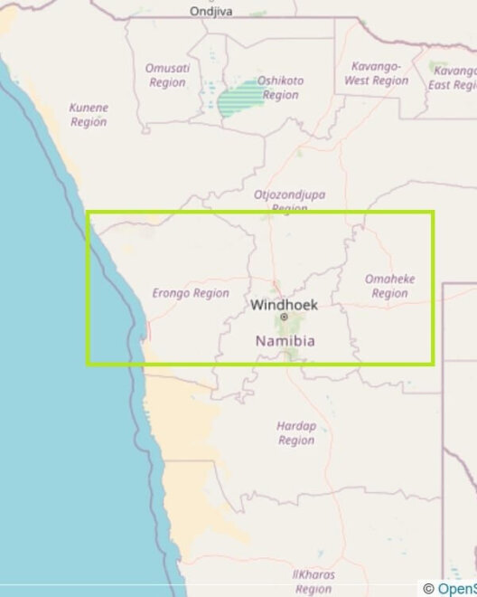 Zentral Namibia Nord Karte © OpenStreetMap-Mitwirkende