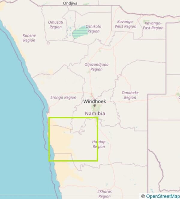 Zentral Namibia Süden Karte © OpenStreetMap-Mitwirkende